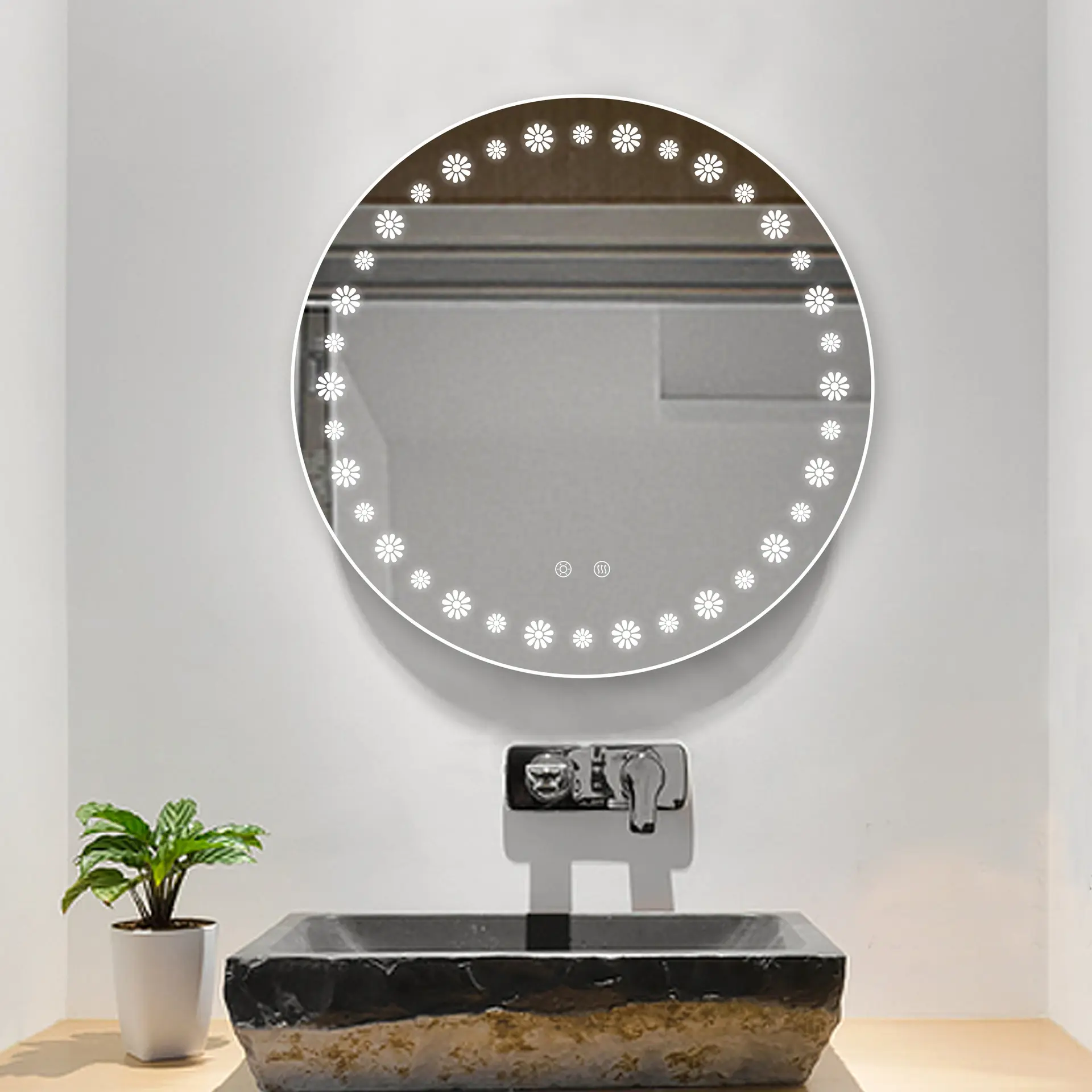 Laser marking bathroom mirror